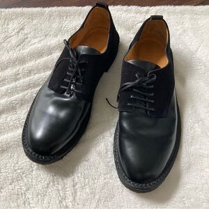 Buttero Men’s Italian leather suede black derby lace up shoes gum sole 42.5, 9.5